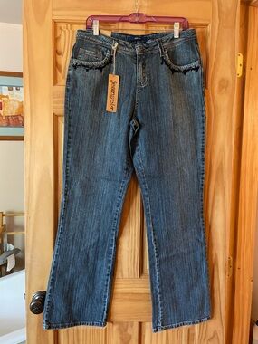 jeanstar Dark Blue Fringe Trim Bootcut Jeans